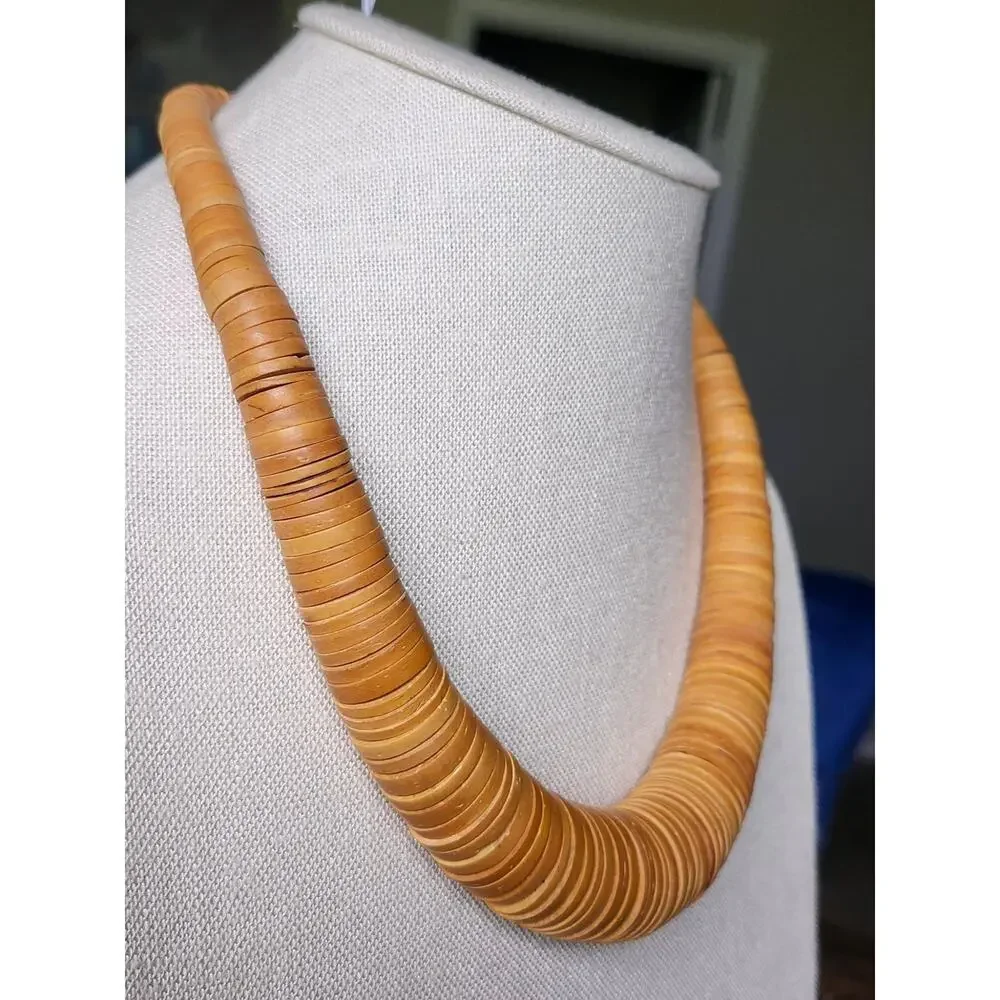 Vintage Berber Graduated Chunky Wood Disc Beaded Necklace, 18